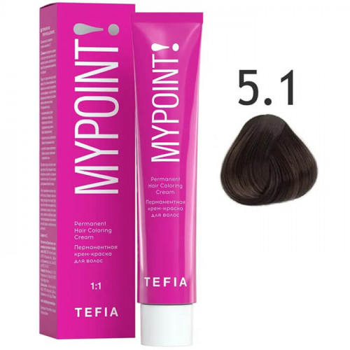 5/1 Светлый брюнет пепельный, Перманентная крем-краска для волос, MYPOINT - Tefia 60 мл  