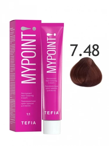 7/48 Блондин медно-коричневый, Перманентная крем-краска для волос, MYPOINT - Tefia 60 мл  