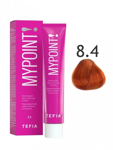 8/4 Светлый блондин медный, Перманентная крем-краска для волос, MYPOINT - Tefia 60 мл